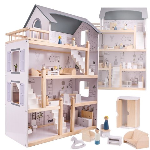 Drewniany domek dla lalek z mebelkami 80 cm Drewniany domek dla lalek z mebelkami 80 cm