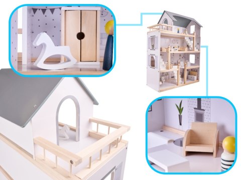 Drewniany domek dla lalek z mebelkami 80 cm Drewniany domek dla lalek z mebelkami 80 cm