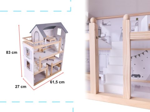 Drewniany domek dla lalek z mebelkami 80 cm Drewniany domek dla lalek z mebelkami 80 cm