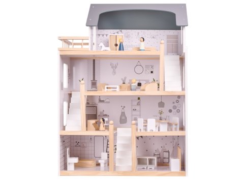 Drewniany domek dla lalek z mebelkami 80 cm Drewniany domek dla lalek z mebelkami 80 cm