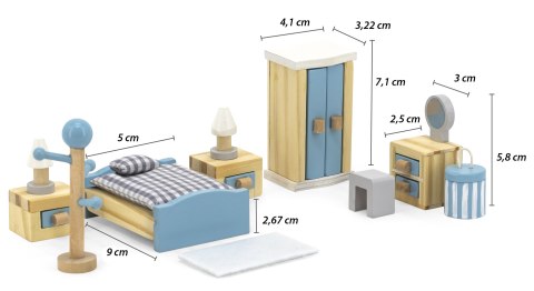 Drewniane mebelki do domku dla lalek – sypialnia PolarB Drewniane mebelki do domku dla lalek – sypialnia PolarB