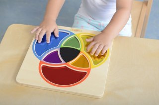 Drewniana tablica edukacyjna – lustro i nauka mieszania kolorów Montessori