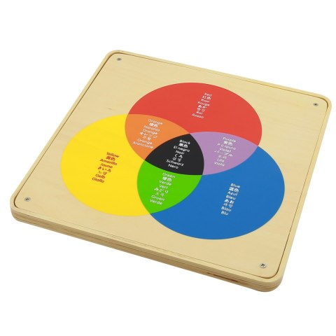 Drewniana tablica edukacyjna – lustro i nauka mieszania kolorów Montessori