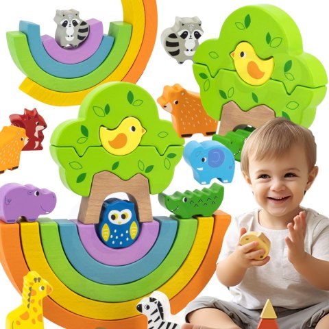 Drewniana Tęcza Układanka Klocki Kreatywne Montessori Drewniana Tęcza Układanka Klocki Kreatywne Montessori