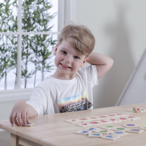 Drewniana gra edukacyjna – układanka „Sortuj i dopasuj kolory i kształty”, 38 elementów Drewniana gra edukacyjna – układanka „Sortuj i dopasuj kolory i kształty”, 38 elementów