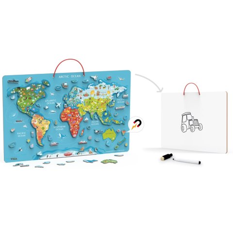 Drewniana Tablica Edukacyjna 2w1 z Magnetyczną Mapą Świata – Viga, Montessori, 106 Elementów Drewniana Tablica Edukacyjna 2w1 z Magnetyczną Mapą Świata – Viga, Montessori, 106 Elementów
