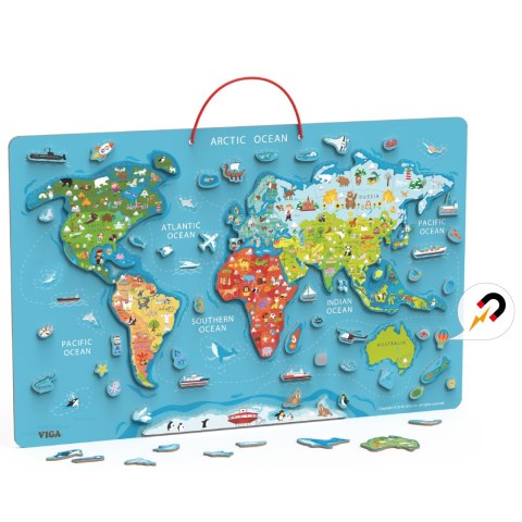 Drewniana Tablica Edukacyjna 2w1 z Magnetyczną Mapą Świata – Viga, Montessori, 106 Elementów Drewniana Tablica Edukacyjna 2w1 z Magnetyczną Mapą Świata – Viga, Montessori, 106 Elementów
