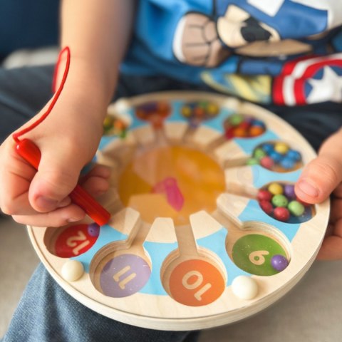 Drewniana Gra Magnetyczna Zegar – Labirynt z Kulami i Magnetyczną Różdżką, Montessori Drewniana Gra Magnetyczna Zegar – Labirynt z Kulami i Magnetyczną Różdżką, Montessori
