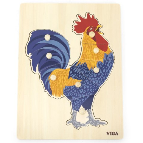 Drewniane puzzle Montessori „Kogut” z pinezkami