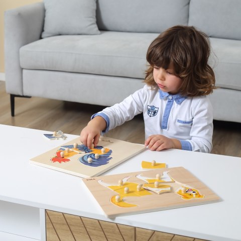 Drewniane puzzle Montessori „Kogut” z pinezkami