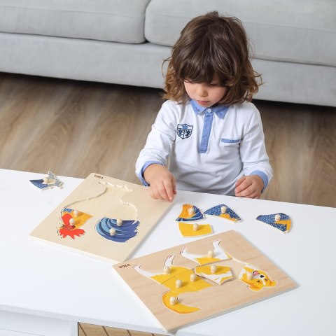 Drewniane puzzle Montessori „Kogut” z pinezkami