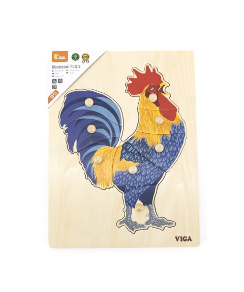 Drewniane puzzle Montessori „Kogut” z pinezkami