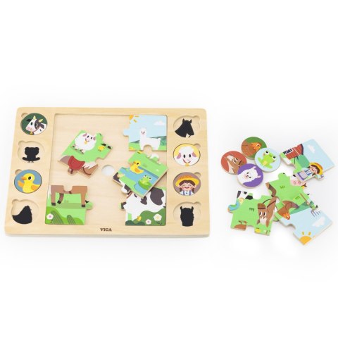 Drewniane puzzle „Odgadnij po cieniu – farma” 17 el. Drewniane puzzle „Odgadnij po cieniu – farma” 17 el.