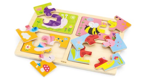 Drewniane puzzle „Owady” 4w1