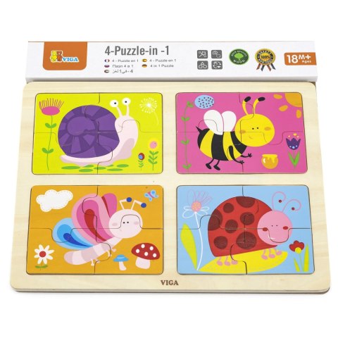 Drewniane puzzle „Owady” 4w1