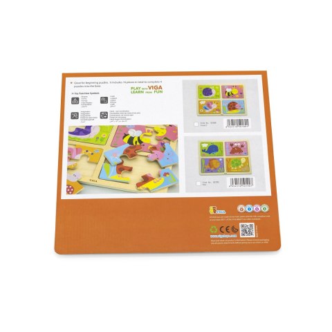 Drewniane puzzle „Owady” 4w1
