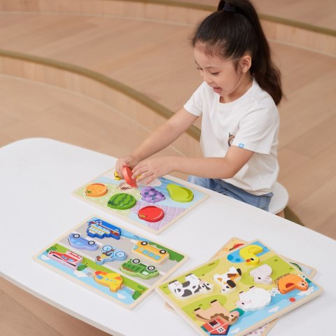 Drewniane puzzle układanka Montessori 2w1 „Figurki Farma” Drewniane puzzle układanka Montessori 2w1 „Figurki Farma”