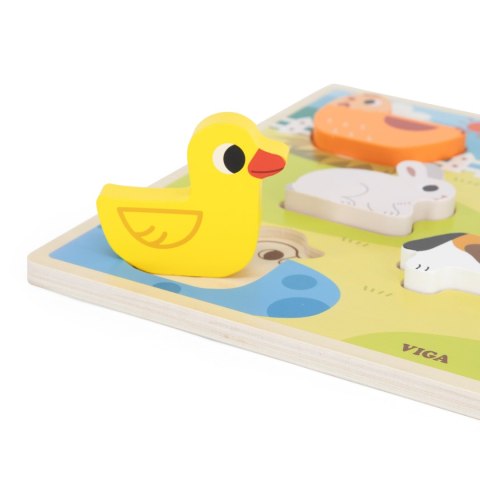 Drewniane puzzle układanka Montessori 2w1 „Figurki Farma” Drewniane puzzle układanka Montessori 2w1 „Figurki Farma”