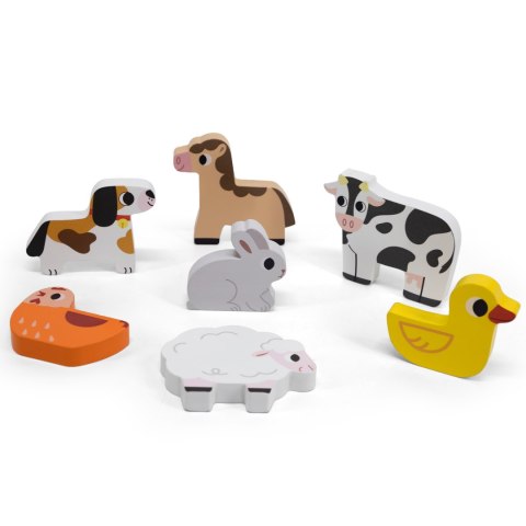 Drewniane puzzle układanka Montessori 2w1 „Figurki Farma” Drewniane puzzle układanka Montessori 2w1 „Figurki Farma”