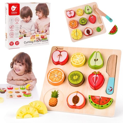 Drewniany zestaw do krojenia owoców na rzepy Montessori (20 el.) Drewniany zestaw do krojenia owoców na rzepy Montessori (20 el.)