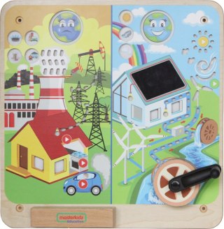 Drewniana tablica edukacyjna – energia odnawialna i nieodnawialna Montessori