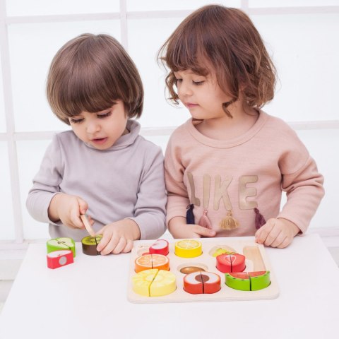 Drewniany zestaw do krojenia owoców na rzepy Montessori (20 el.) Drewniany zestaw do krojenia owoców na rzepy Montessori (20 el.)