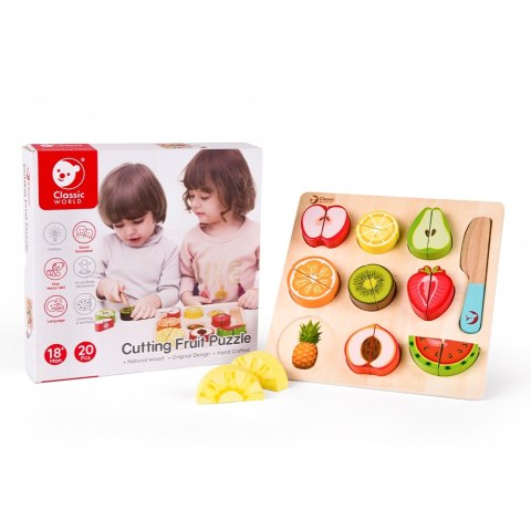Drewniany zestaw do krojenia owoców na rzepy Montessori (20 el.) Drewniany zestaw do krojenia owoców na rzepy Montessori (20 el.)