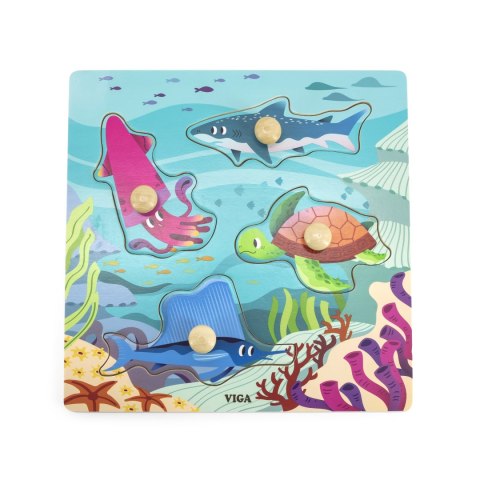 Drewniane puzzle z pinezkami „Zwierzęta morskie” Drewniane puzzle z pinezkami „Zwierzęta morskie”