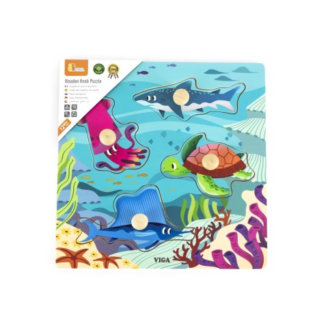 Drewniane puzzle z pinezkami „Zwierzęta morskie” Drewniane puzzle z pinezkami „Zwierzęta morskie”