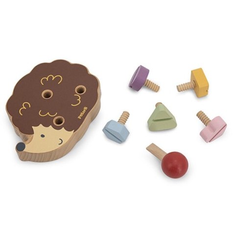 Drewniana zabawka konstrukcyjna – jeżyk ze śrubkami Montessori