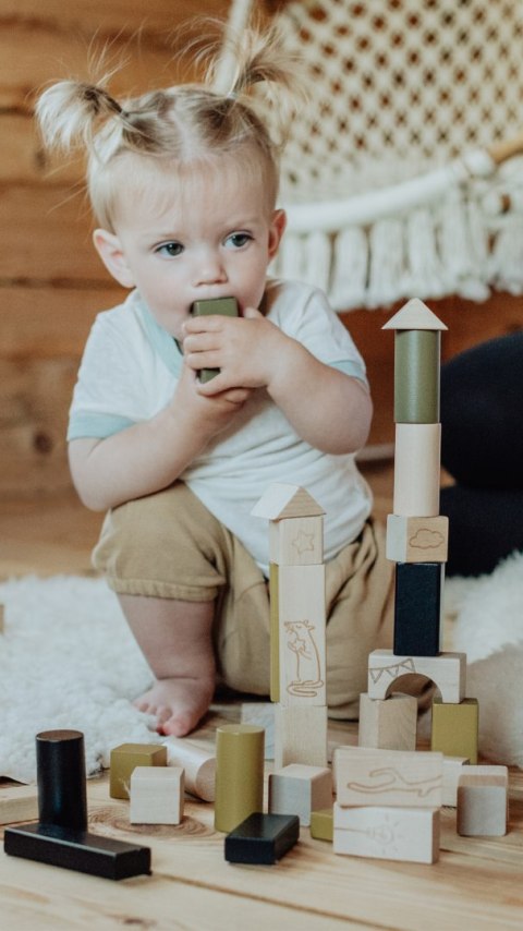 Drewniane klocki Premium – zestaw 40 elementów Drewniane klocki Premium – zestaw 40 elementów