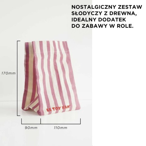Drewniane słodycze – zestaw 11 elementów, zabawa w sklep i kuchnię dla dzieci Drewniane słodycze – zestaw 11 elementów, zabawa w sklep i kuchnię dla dzieci