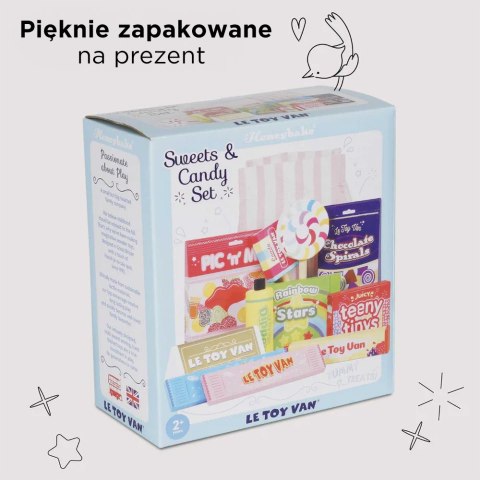 Drewniane słodycze – zestaw 11 elementów, zabawa w sklep i kuchnię dla dzieci Drewniane słodycze – zestaw 11 elementów, zabawa w sklep i kuchnię dla dzieci