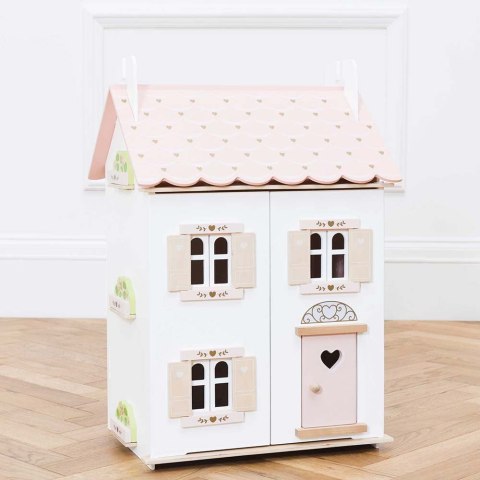 Drewniany domek dla lalek Rose Heart – urocza zabawka dla dzieci Drewniany domek dla lalek Rose Heart – urocza zabawka dla dzieci