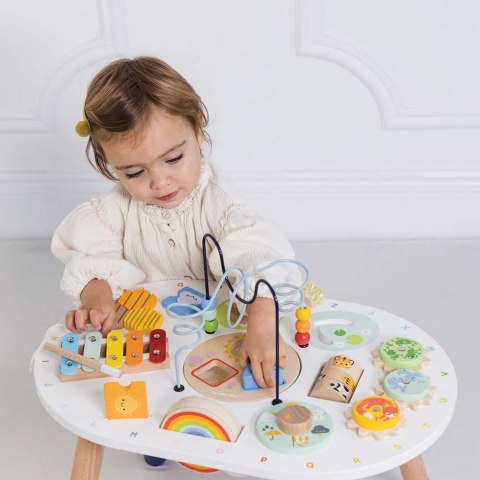 Drewniany stolik edukacyjny – sensoryczna zabawka dla dzieci Drewniany stolik edukacyjny – sensoryczna zabawka dla dzieci
