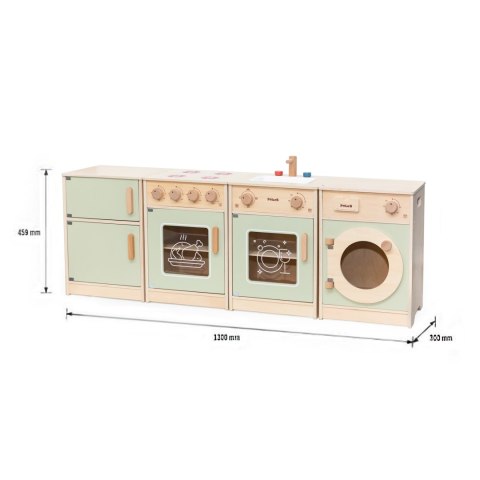 Drewniany zestaw kuchenny XL PolarB – pralka, kuchenka, zmywarka, lodówka (zielony) Drewniany zestaw kuchenny XL PolarB – pralka, kuchenka, zmywarka, lodówka (zielony)