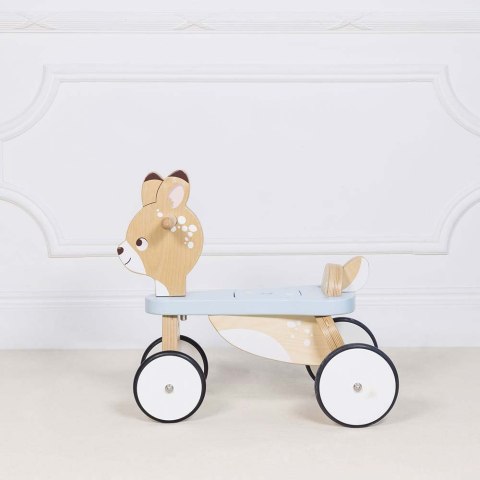 Drewniany pierwszy jeździk Jelonek – zabawka na kołach dla dzieci
