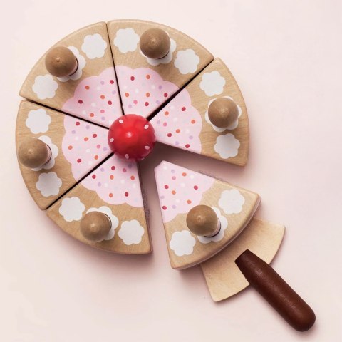 Drewniany tort urodzinowy ze świeczkami – zabawka dla dzieci