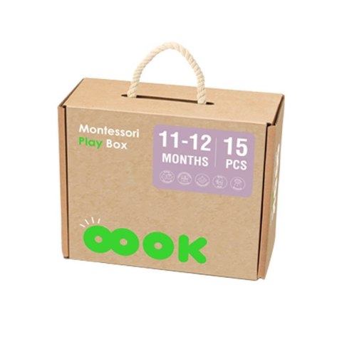 Drewniany edukacyjny box Montessori 5w1 – sensoryczna walizka dla niemowląt