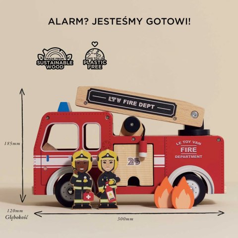 Drewniany wóz strażacki – auto straż pożarna dla dzieci