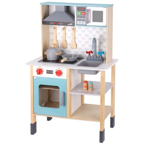 Duża drewniana kuchnia dla dzieci z efektami świetlnymi i dźwiękowymi – 10 elementów, FSC