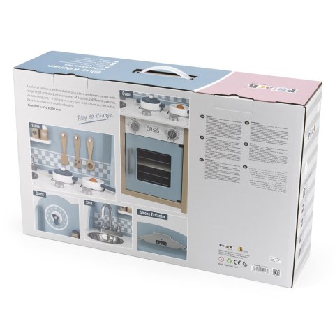 Drewniana kuchnia z akcesoriami – Silver Blue